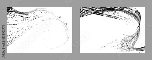 Strokes of black paint on a white background. Set of two templates. Graffiti element. Design template for the design of banners, posters, booklets, covers, magazines. EPS 10