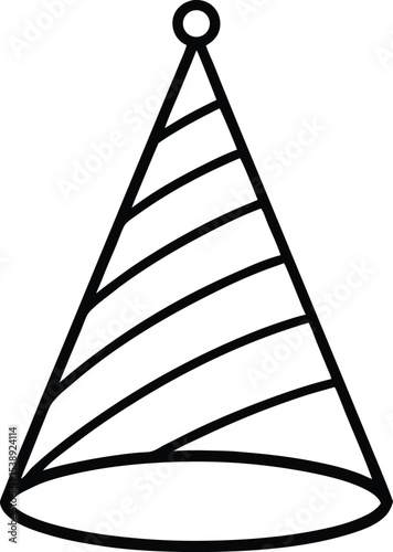 party hat icon line art vector illustration on transparent background