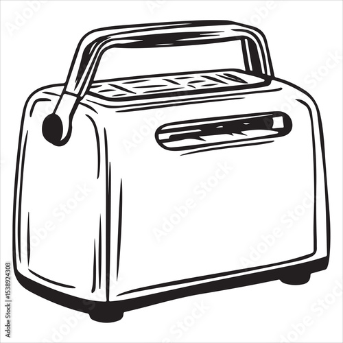Modern Toaster Silhouette Vector Illustration – Kitchen Appliance Icon for Home Cooking, Breakfast Design, Small Electric Appliance, and Culinary Equipment Graphics
