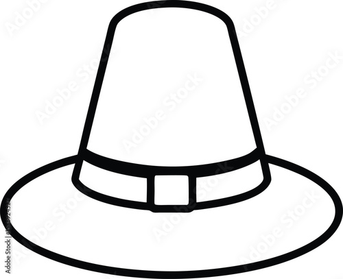pilgrim hat icon line art vector illustration on transparent background