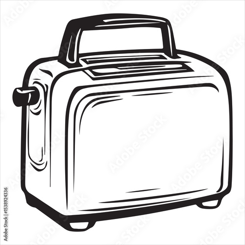 Modern Toaster Silhouette Vector Illustration – Kitchen Appliance Icon for Home Cooking, Breakfast Design, Small Electric Appliance, and Culinary Equipment Graphics