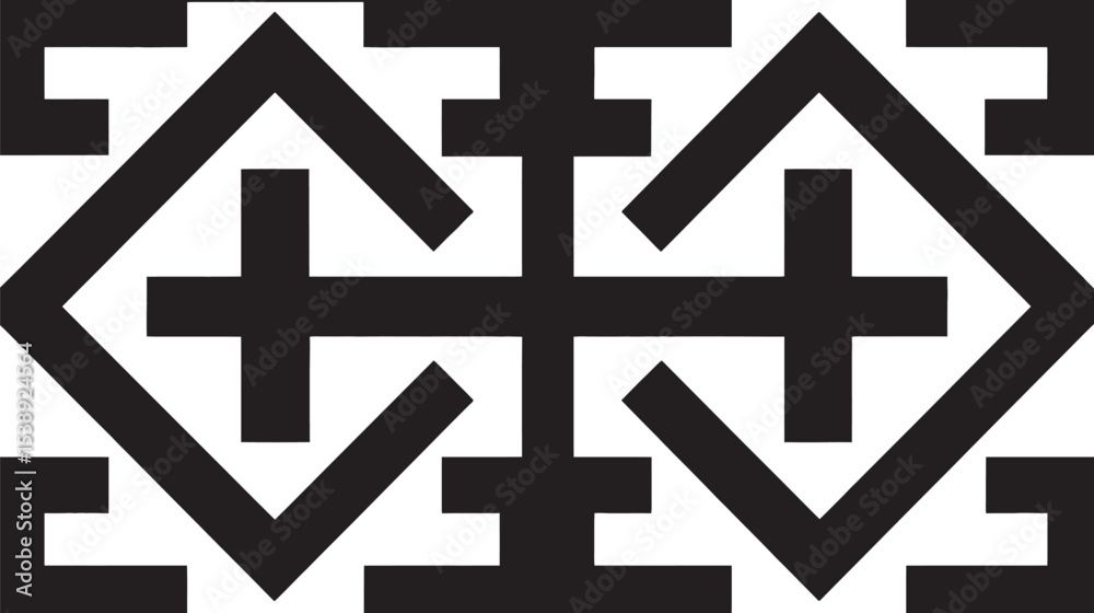 Obraz premium Geometric shapes construct symmetric emblem design background monochrome