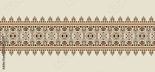 Ornament Pattern Decorative Repeating Border Design in Brown and Beige Tone