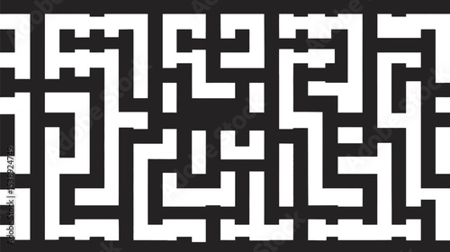 Abstract maze pattern creates complexity in monochrome background layout