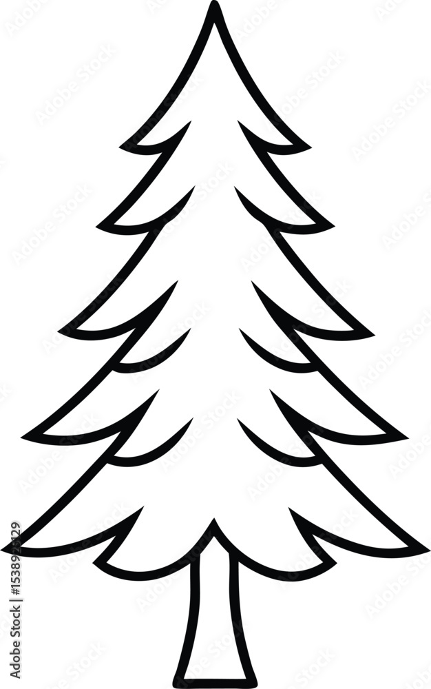 Fototapeta premium pine tree icon line art vector illustration on transparent background