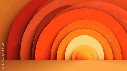 A series of orange circles are arranged in a circle, with a large orange circle in the center. The circles are arranged in a way that creates a sense of depth and movement. Scene is warm and inviting
