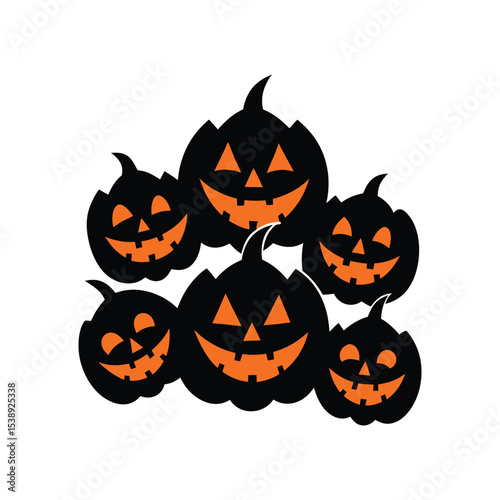 Halloween multiple jack o lantern vector art illustration