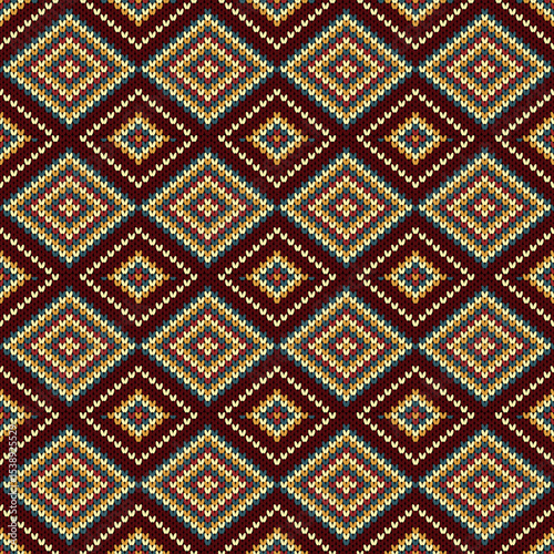 Multi-colored seamless rhombus pattern in a knitted pattern for winter.