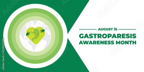 Gastroparesis awareness month is observed every year in august. Low poly style design. Geometric background. Vector template for banner. Isolated vector illustration.	