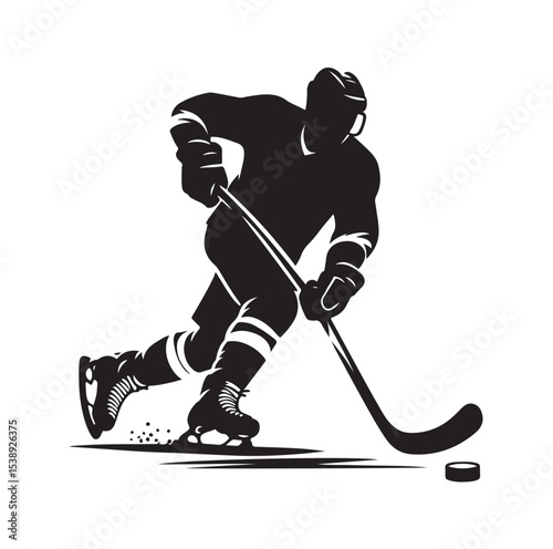 Ice hockey arena player shooting Competitive Team Intense Game. professional forward player
