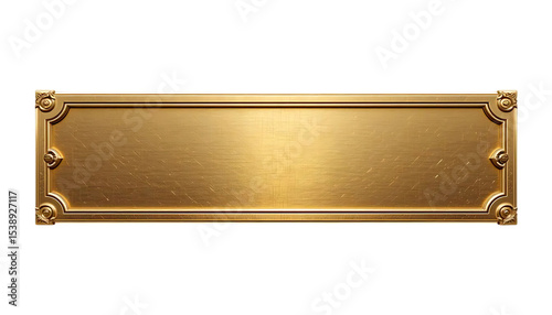 Elegant Gold Nameplate Banner with Ornamental Frame on Transparent Background