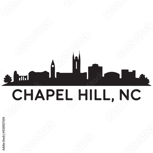Chapel Hill skyline horizontal banner. Chapel Hill, NC. Vector template for your design. Vector black silhouette. with white background