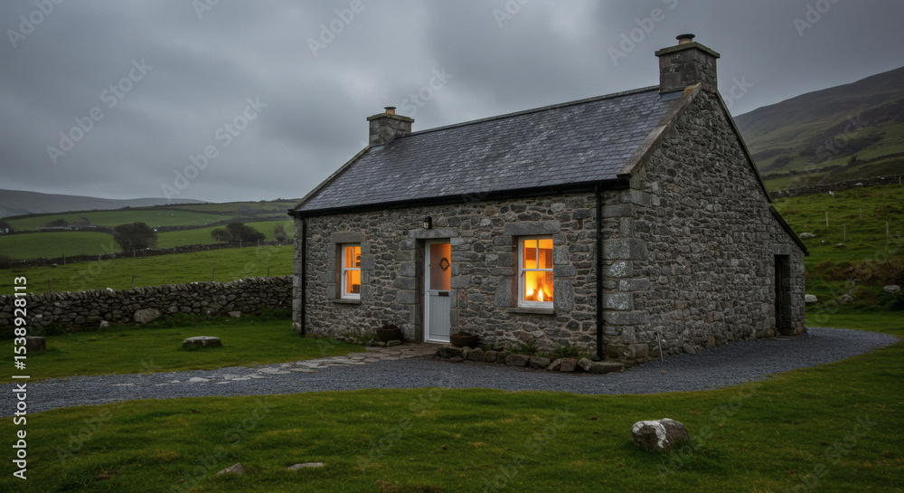 Fototapeta premium Charming Stone Cottage Picturesque Buildings and Architecture Photography