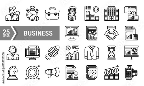 25 Business Line Icons for Marketing and Design.