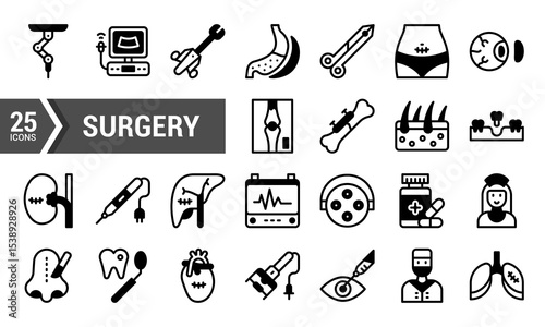 25 Surgery Icons for Medical Websites and Apps.
