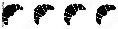 Croissant icons. Black croissant icons isolated on white background. Vector illustration