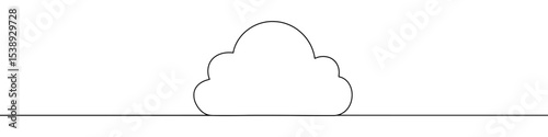 Cloud icon drawn with one line. Black outline of a cloud made with a single continuous line. Vector illustration