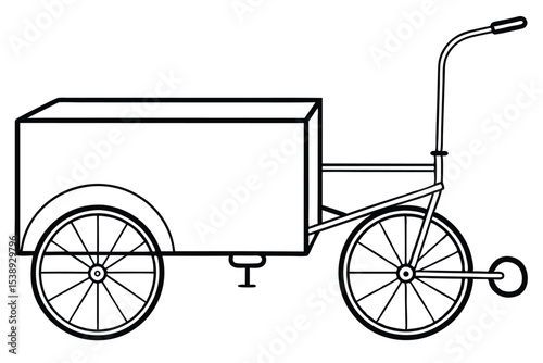 Vintage Cargo Tricycle Design Classic Three-Wheeled Delivery Cart Illustration