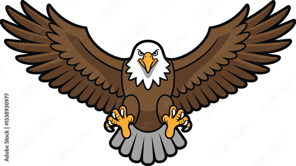 Obraz premium Illustration of an eagle with brown feathers and wings spread wide open