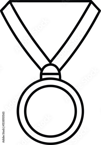 silver medal icon line art vector illustration on transparent background	
