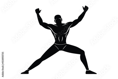 man workout silhouette fitness vector illustration gym exercise athletic training icon