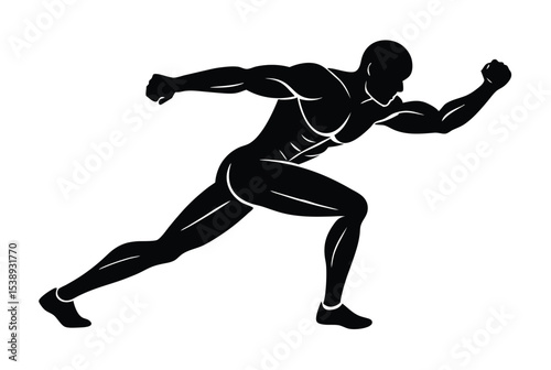 man workout silhouette fitness vector illustration gym exercise athletic training icon