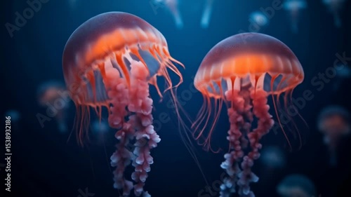 Floating Jellyfish Slow Motion Underwater Peaceful Marine Life