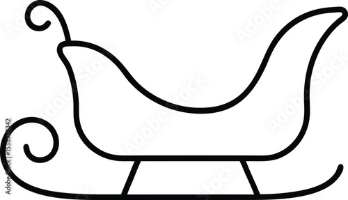 sleigh icon line art vector illustration on transparent background	
