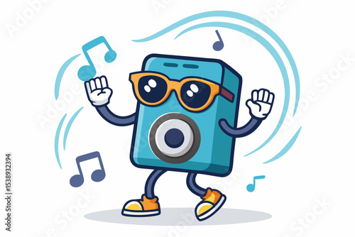 dancing speaker music waves character fun