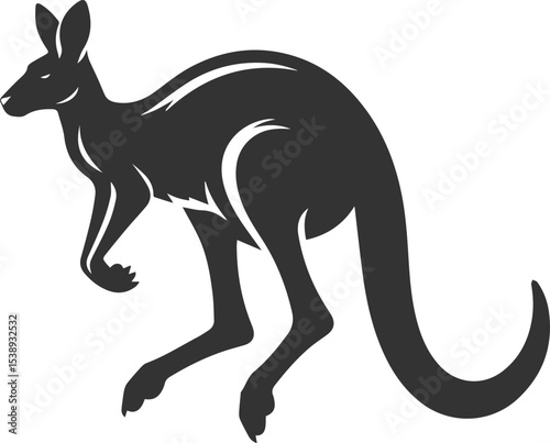 Cute animal kangaroo vector silhouette drawing