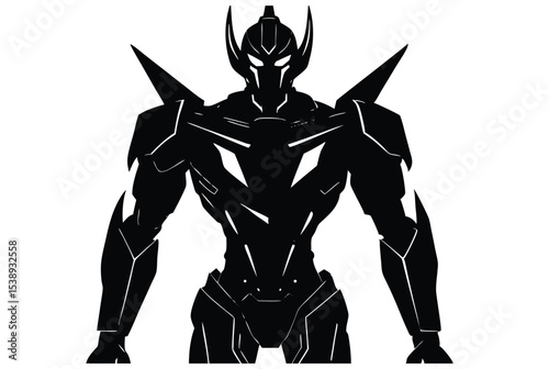 Anime cyberpunk robot silhouette vector futuristic android character design concept illustration