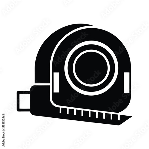 Black Construction Tape Measure Tool Icon Vector Graphic