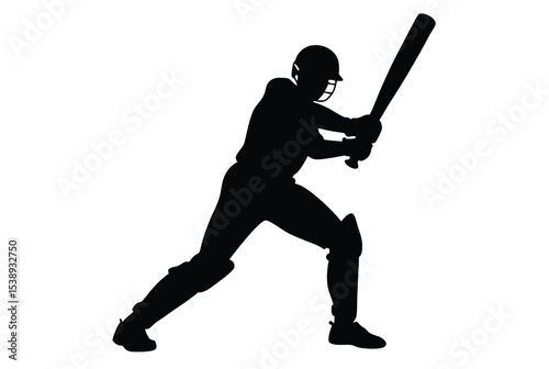 Batsman playing cricket silhouette vector illustration dynamic sports pose action cricket player