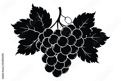 Bunch of Grapes Silhouette Clipart Vector Fruit for Logos Icons
