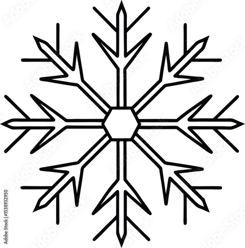 snowflake icon line art vector illustration on transparent background	
