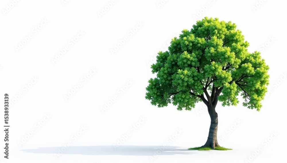 Obraz premium Single green tree, isolated on white background, design, asset