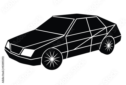 Low poly car silhouette vector illustration modern geometric design abstract vehicle art
