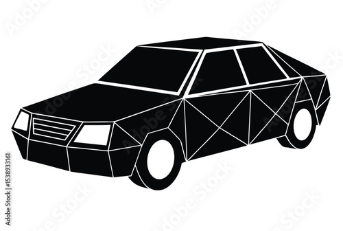 Low poly car silhouette vector illustration modern geometric design abstract vehicle art
