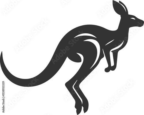 Cute animal kangaroo vector silhouette drawing