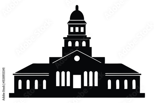 City hall silhouette vector illustration detailed black outline government building landmark art