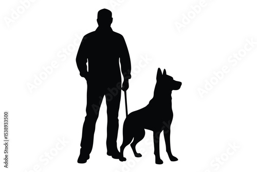 dog trainer silhouette vector illustration professional dog training icon simple concept