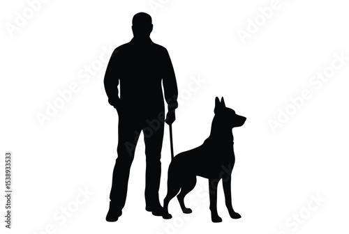 dog trainer silhouette vector illustration professional dog training icon simple concept