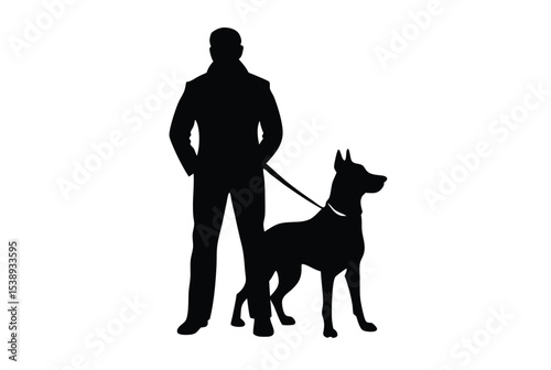 dog trainer silhouette vector illustration professional dog training icon simple concept