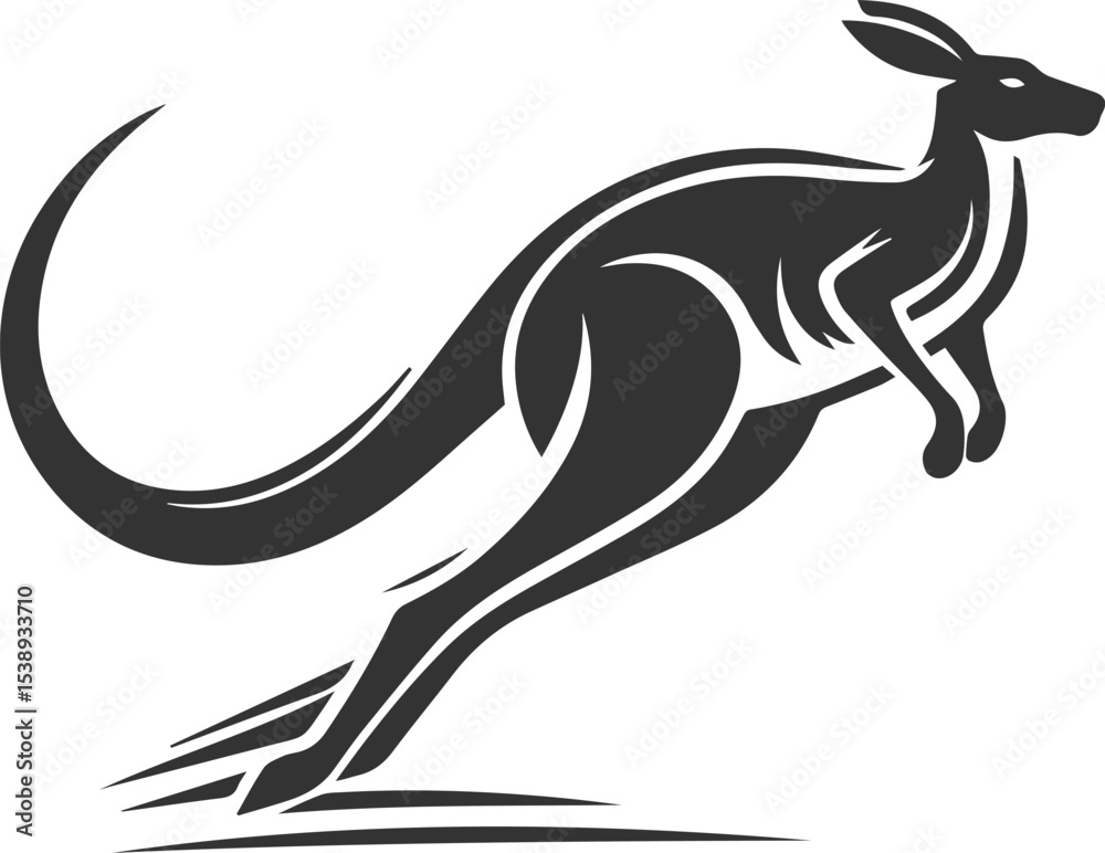 Fototapeta premium Cute animal kangaroo vector silhouette drawing