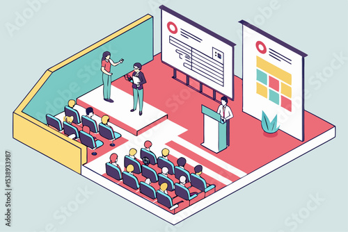 isometric-tech-conference-with-diverse-speakers---