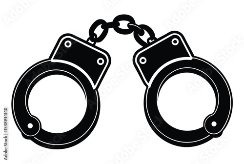 Handcuffed Icon Silhouette Vector Illustration Isolated Symbol for Law Crime and Justice Design