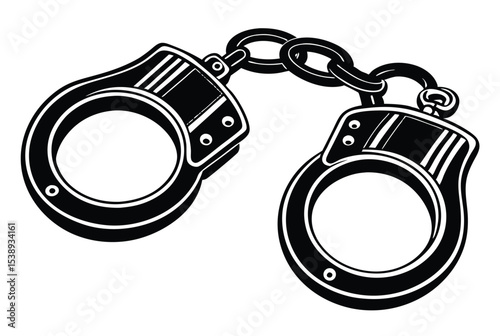 Handcuff Silhouette Vector Illustration Symbol of Arrest Security Law Enforcement Graphic Design