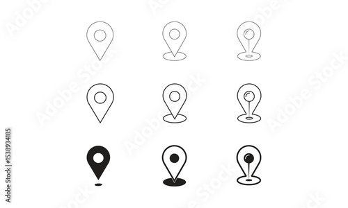 Location Icons Vector Design. These icons blend minimalism with clarity, ensuring precise visual communication for any location-based functionality. 