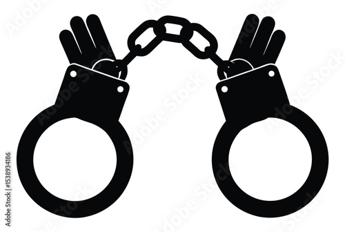 Handcuff Silhouette Vector Illustration Symbol of Arrest Security Law Enforcement Graphic Design