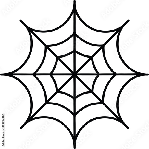 spider web icon line art vector illustration on transparent background	
